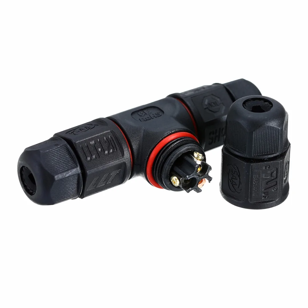 1pc IP67 Waterproof Electrical Cable Wire Connector 3 Core Black  220V~380V Solar Garden Outdoor Junction