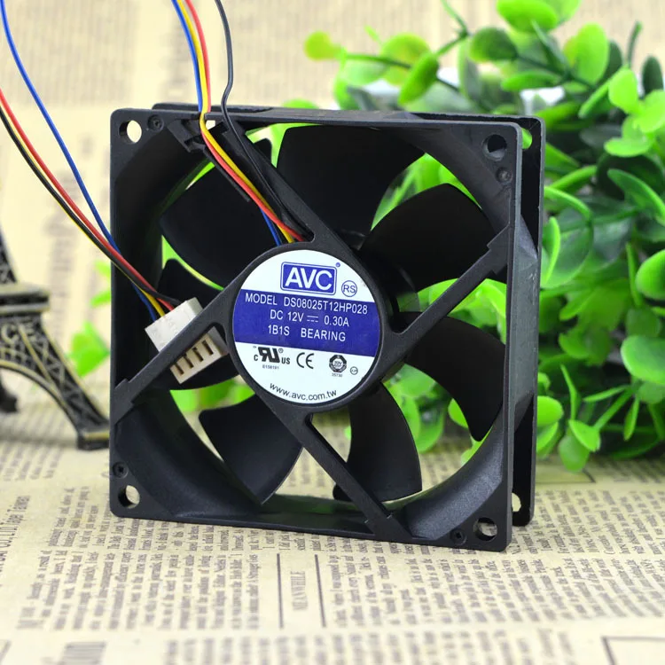 

AVC 8CM ds08025t12hp028 12V 0.30A 8025 4 PWM temperature CPU case needle quiet fan 8CM 80MM