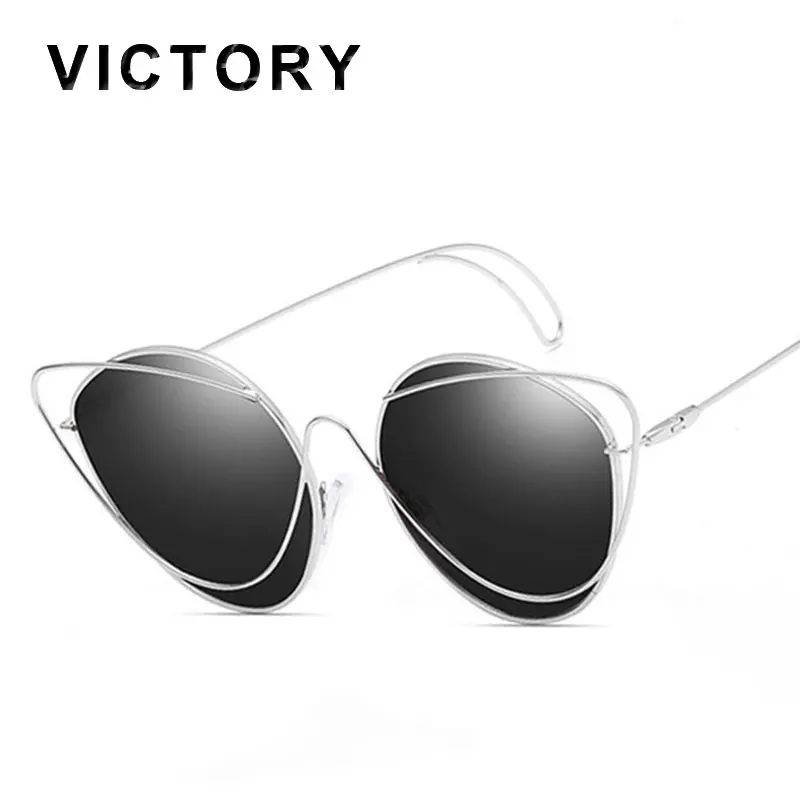 2017 Rose Pink Cat Eye Mirror Sunglasses Women Brand Designer Cateye