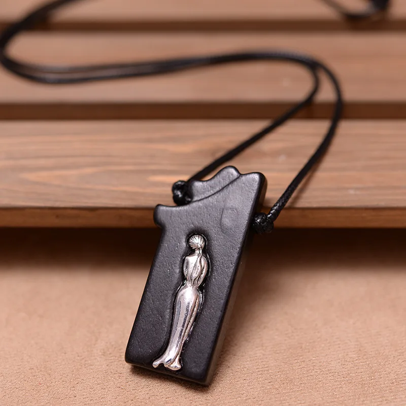 BOEYCJR 8 Styles Available Yoga Alloy Wood Necklace Handmade Ethnic Pendant Necklace for Men and Women Jewelry 2019 - Image 2