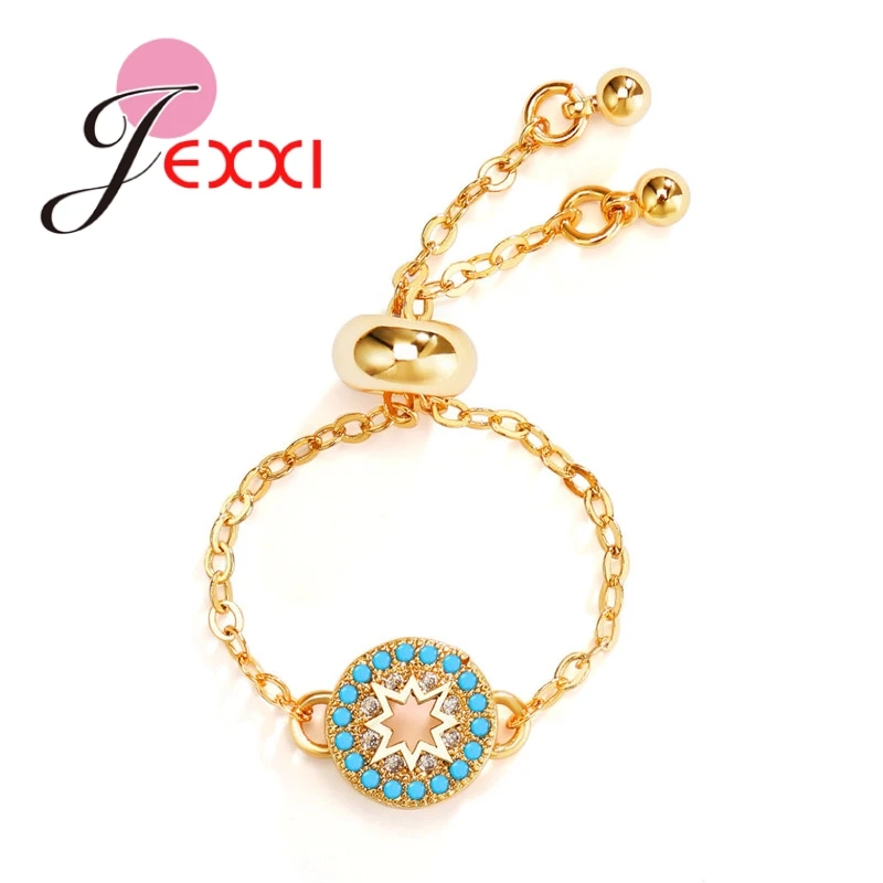 High Quality 24k Gold Polychromatic Zirconia Classic Eternity Hollow Round Female Festival Birthday Accessories Rings | Украшения и
