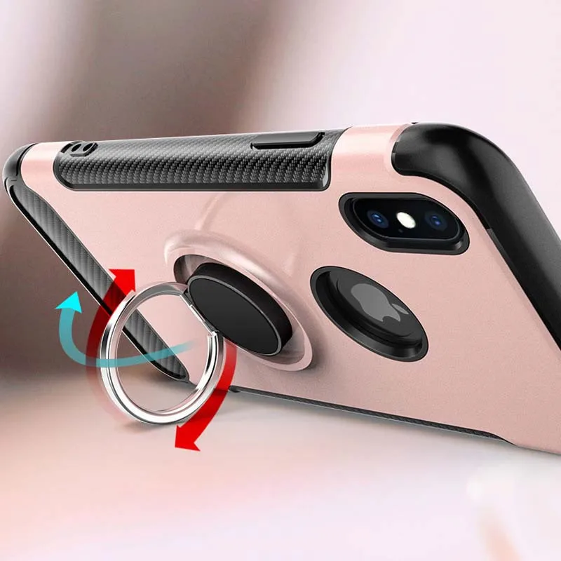 Best Finger Ring Kickstand Case for iPhone X 7 8 6 6 s 7 Plus Magnetic Carbon fiber Phone Cases for iPhone 7 8 Plus 6 Plus Case