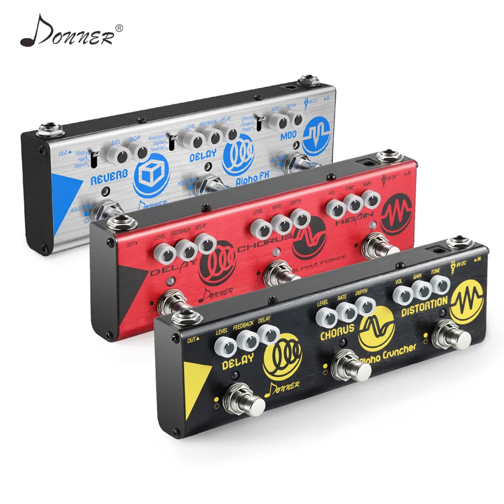 Donner 3 In 1 Multiple-effect Electric Guitar Pedal Delay Chorus Distortion Higain Reverse Modulation Effects Chain Pedal New