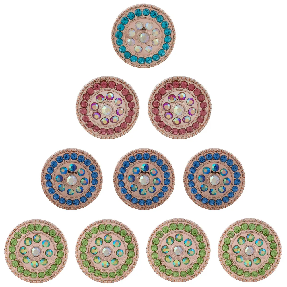 

10pcs/lot Round Snap Button Jewelry Ginger Metal 18mm Snap Buttons fit Snap Bracelet Bangles with Rhinestone for women jewelry