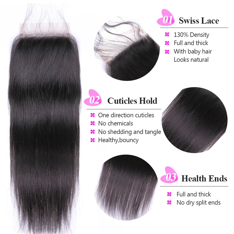 Волосы Remy прямые с закрыванием 100% натуральные 3 пучка|bundles with closure|bundles lace closurebundles 4