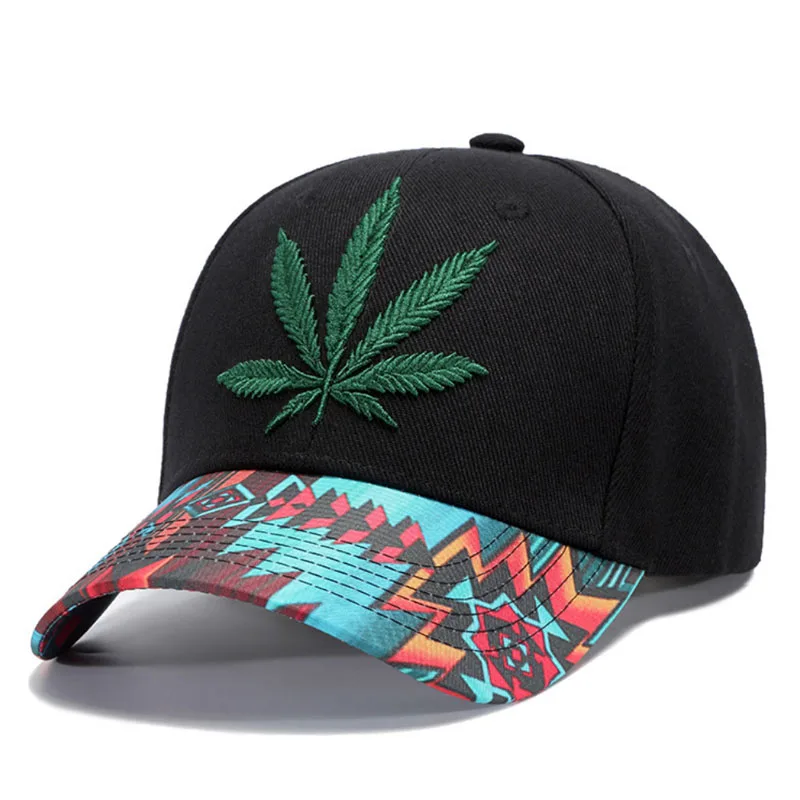 Мода листьев вышитые Бейсбол Кепки черный Для Мужчин's snapback шляпу S для мужчин