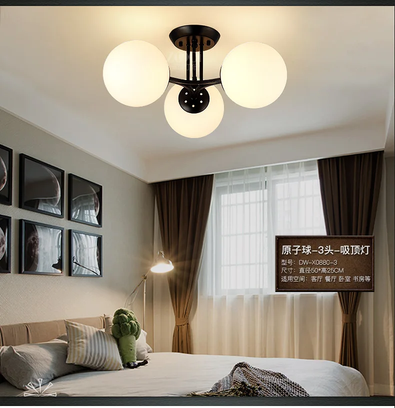 Скандинавский стиль, простой современный потолочный светильник для спальни, креативный стеклянный абажур, индивидуальный кухонный светильник для гостиной
