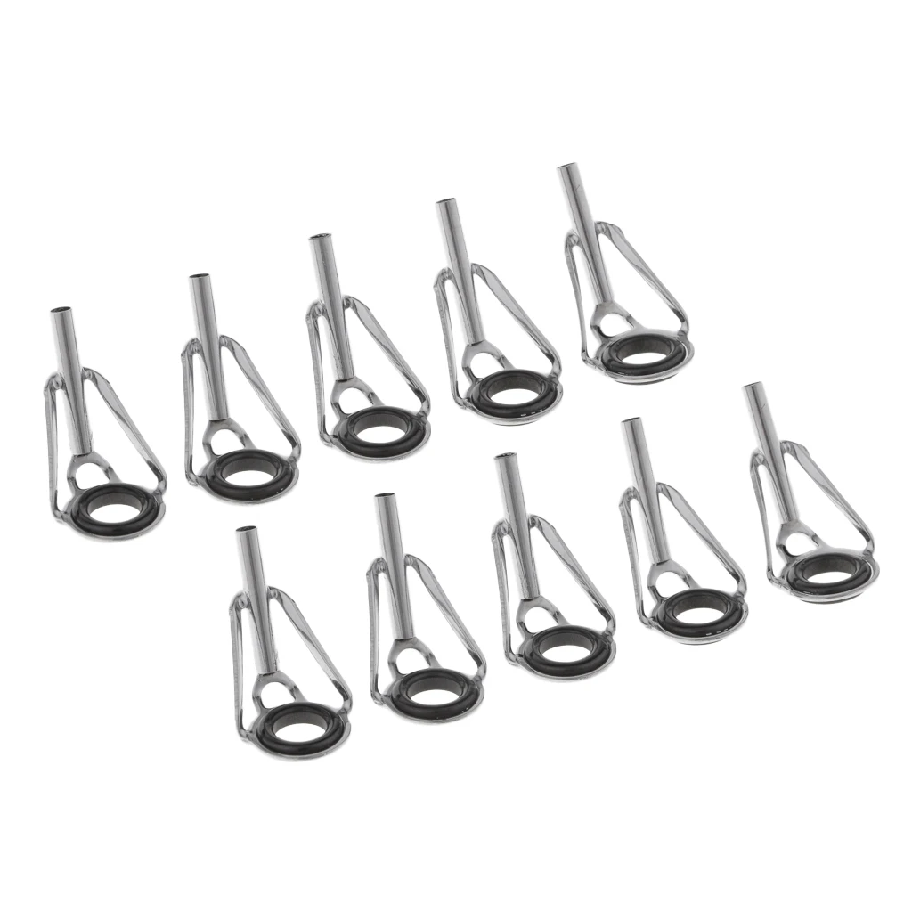 10Pcs Fishing Rod Guide Top Stainless Steel Ceramic Guides Tip Set Building Repair Kit DIY Eye Line Ring Fishing Rod Accessoris