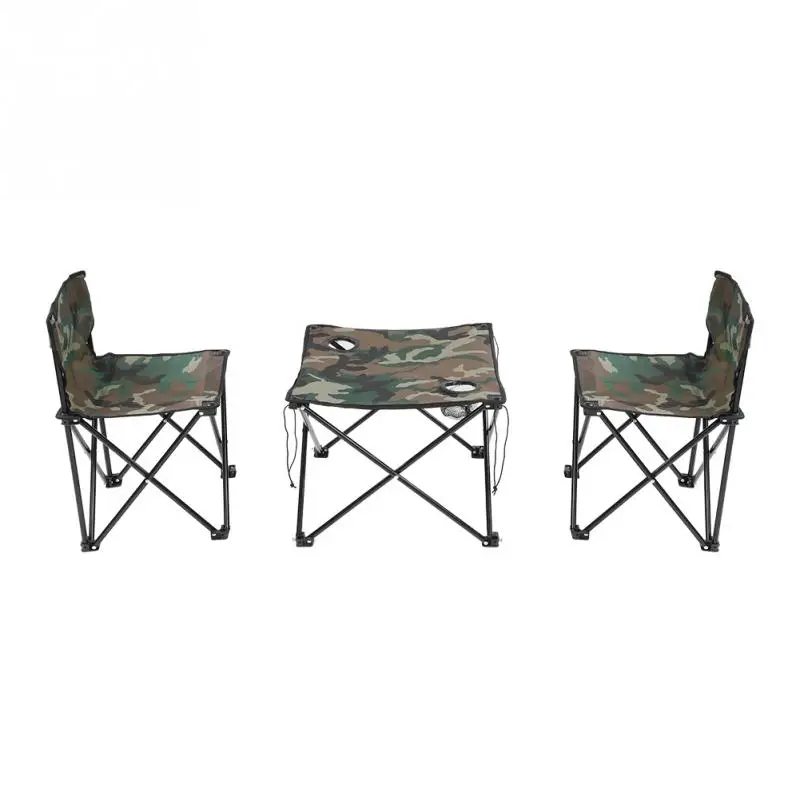 Folding Set Camouflage Foldable Fishing Chair Table Set with Storage