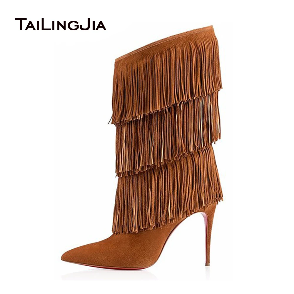 2021 Fashion Heeled Brown Pointed Toe 