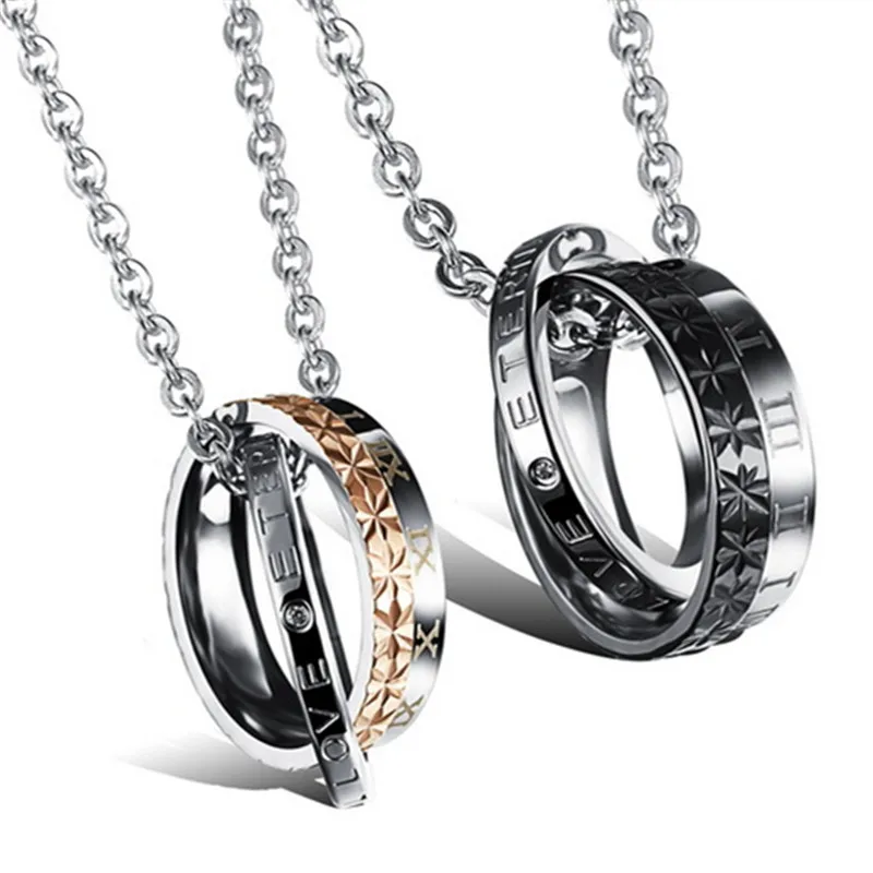 Romantic Lovers' Pendant Necklaces Couple Fashion Stainless Steel with