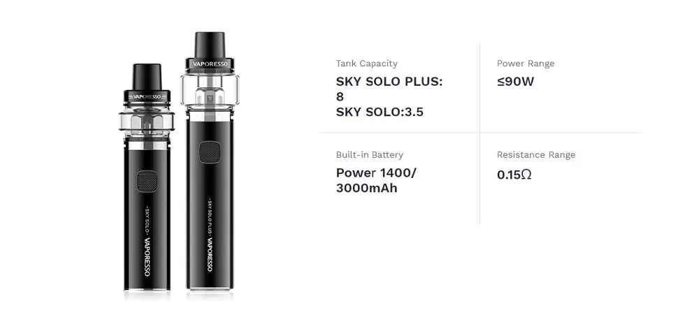 Original Vaporesso Sky Solo Plus 8ml Starter Kit 3000mAhSky Solo vape pen Kit 3.5ml 1400mAh use GT Mesh Coil AIO E-cig Vape Kit (7)