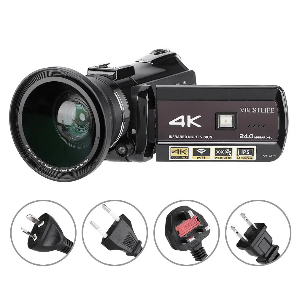 Цифровая камера AC3-IPS 4K UHD WiFi 30X Zoom 3,1 ''сенсорный экран DV камера видеокамера с широкоугольным объективом бленда микрофон