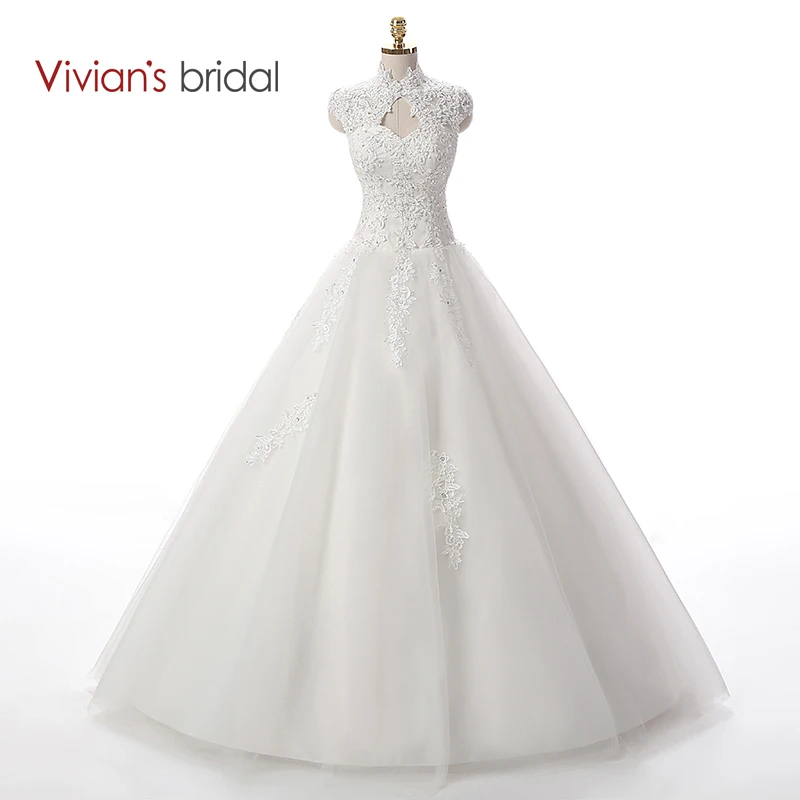 Vivian S Bridal Beaded Sequin A Line Lace Wedding 2016 Tulle Cap Sleeve Long Wedding