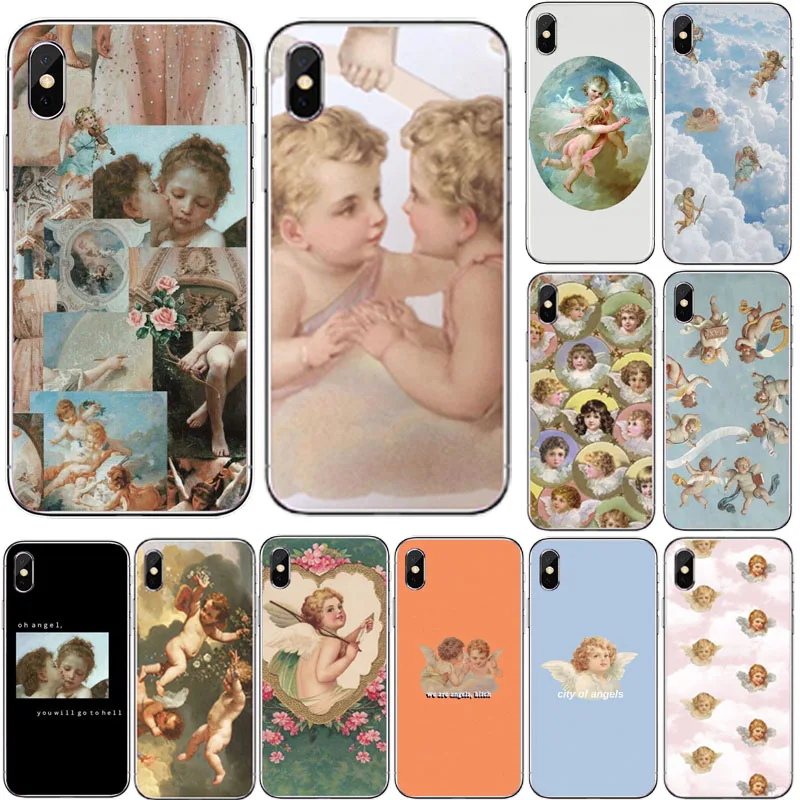 

Renaissance angels Novelty Fundas soft TPU Phone Case For iPhone 11Pro 8 7 Plus 6 6S Plus X XS MAX 5 5S SE XR 10 11Pro MAX Cover