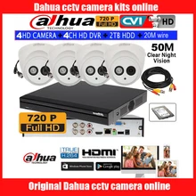 DAHUA 720 P IR50M Водонепроницаемый ХВН камеры IP67 HAC-HDW1020E купольная камера 4CH DHI-XVR4104HS CVI комплект камеры дополнительно HDD с 20 м провода