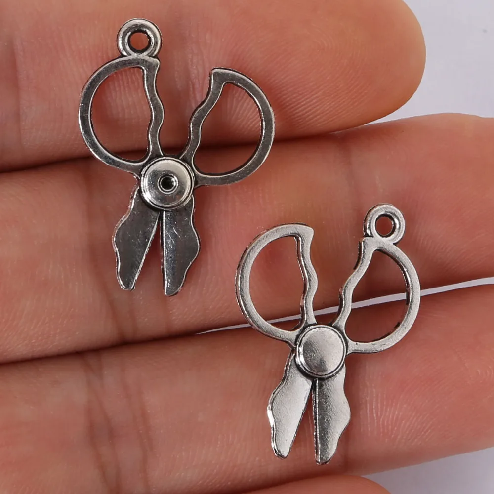 27x20mm Scissors Charms Pendant Antique Plated Silver Jewelry Findings