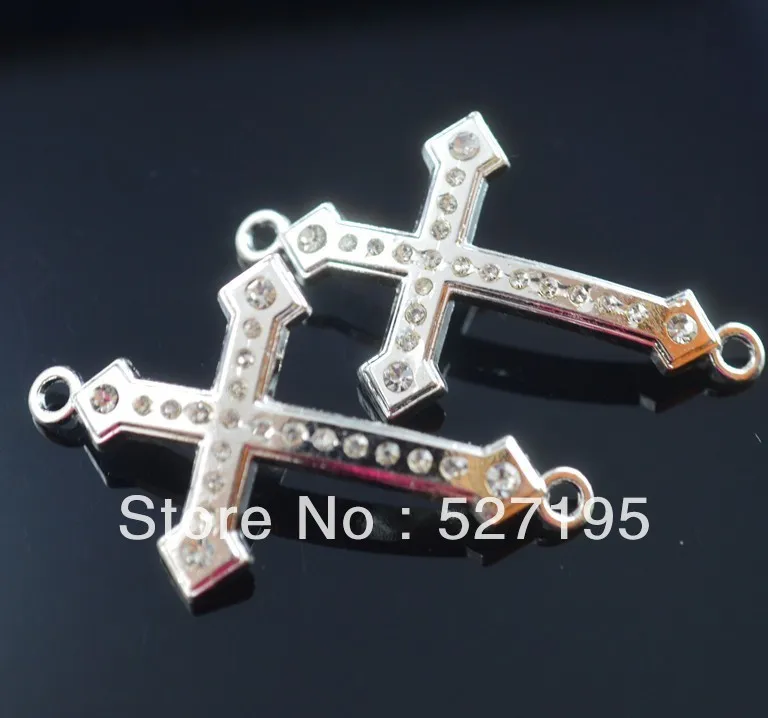 Jewelry silver Plated White Crystal Rhinestones Curved Side Ways Tube