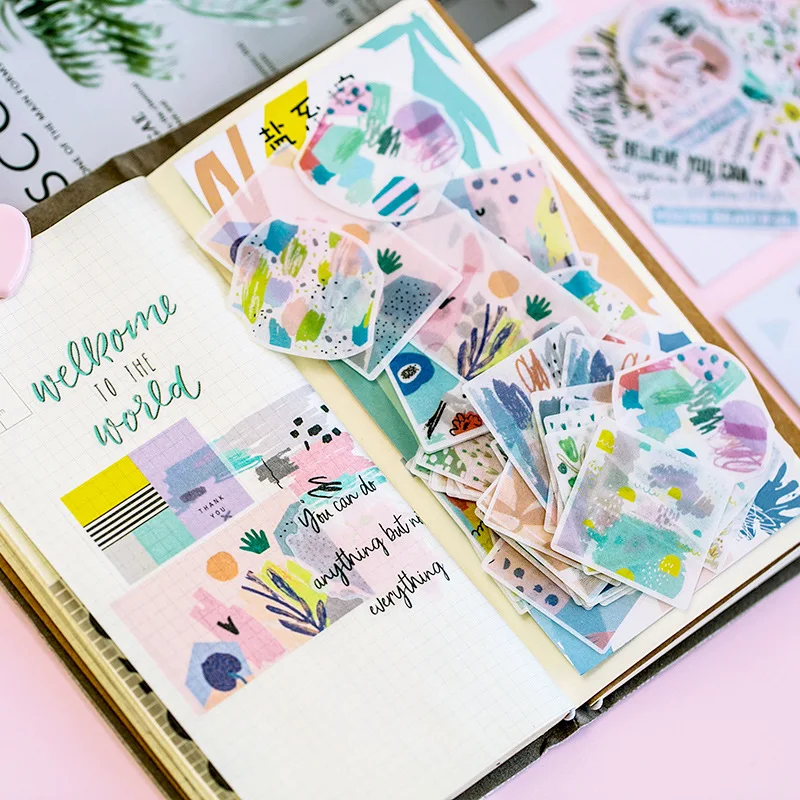 

60PCS/LOT Lovely Colorful Paper Stickers Pack 18.5*9cm Free Shipping