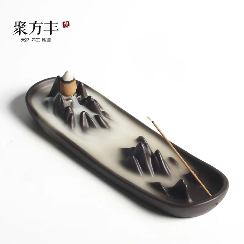 

Purple Sand Backflow Incense Burner Mountain Water Mountain Peak Incense Burner Ceramic Aromatherapy Furnace Decoration