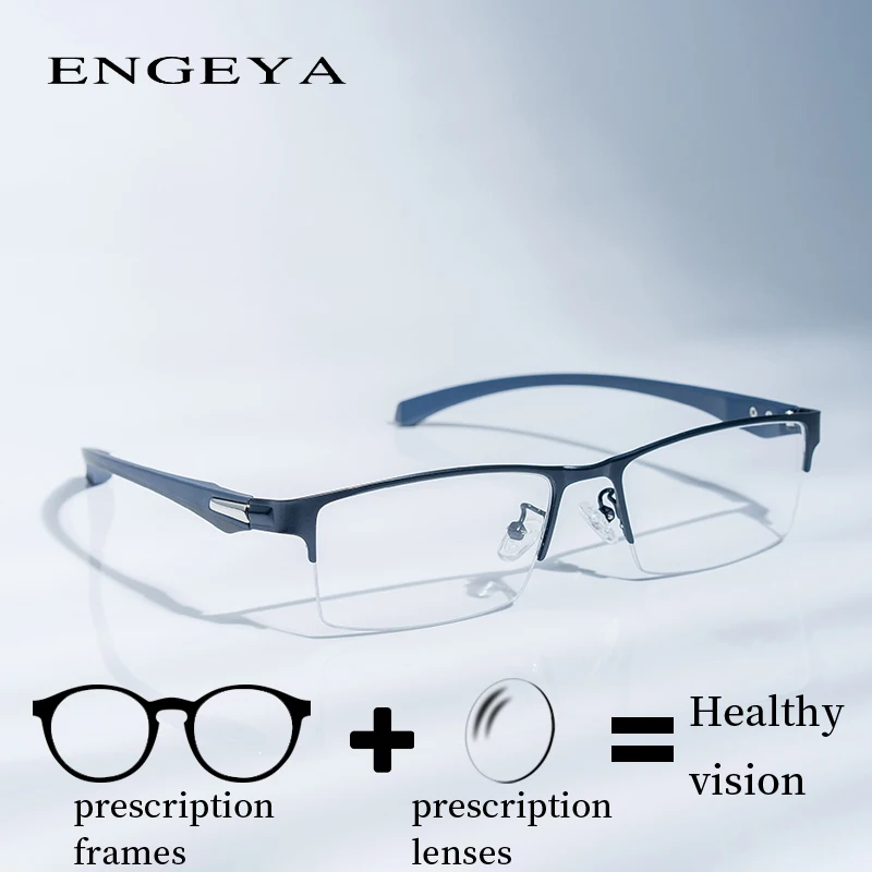 

Alloy Frame Men Clear Half Eyewear Fashion Transparent Optical Prescription Eye Glasses for Computer Fashion Business #IP66072