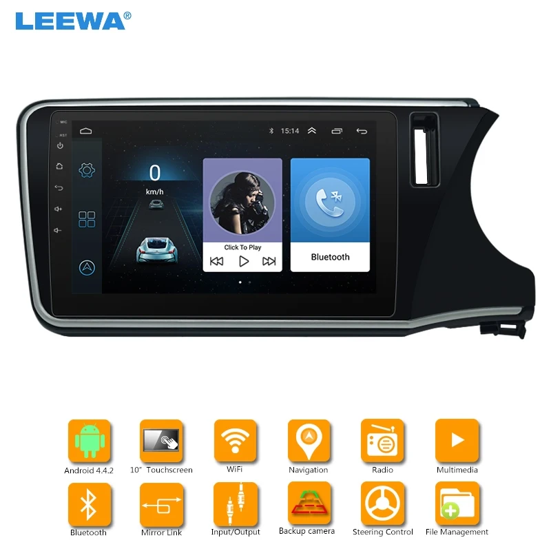 

LEEWA FEELDO 10.2 inch Bigger HD Screen Android 8.1 Car Media Player With GPS Navi Radio For HONDA City (RHD) #CA2680