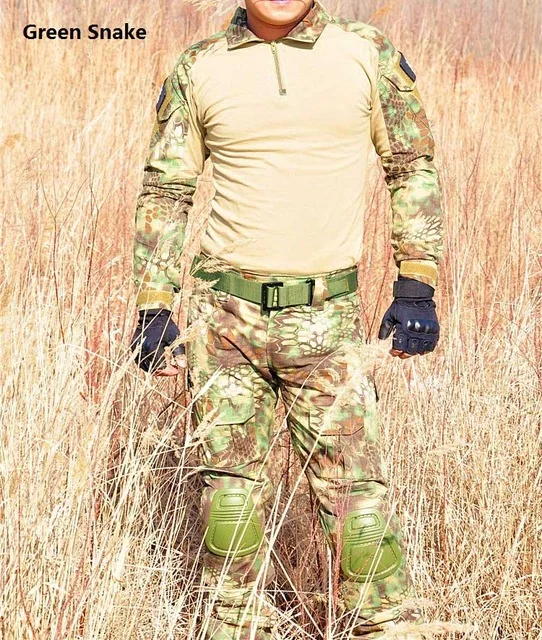 Армейская Военная Униформа камуфляж тактический боевой костюм страйкбол военная игра одежда рубашка+ брюки налокотники наколенники - Цвет: Kryptek  Woodland