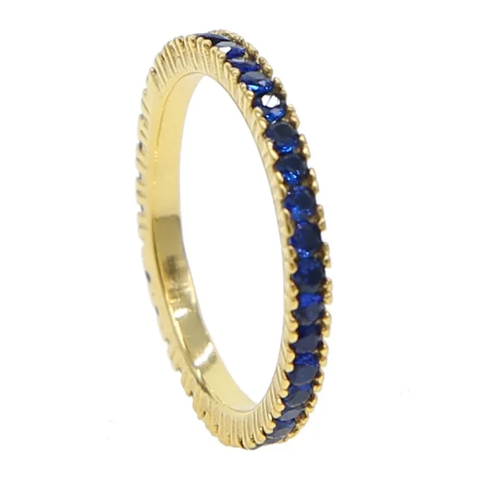 925 Серебряное кольцо с фианитами, кольцо вечности, тонкое, тощее, для помолвки, камень, цвет радуги, классические, простые, круглые кольца - Цвет основного камня: blue