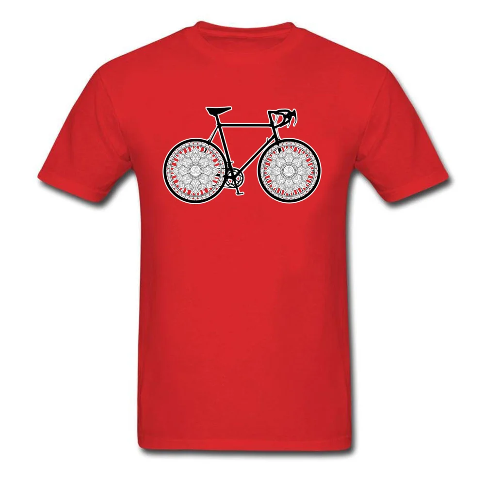 Hip hop Mandala Bicycle Men Top T-shirts 2018 Hot Sale Summer Fall Short Sleeve Tops T Shirt Round Neck Pure Cotton T-Shirt Mandala Bicycle red