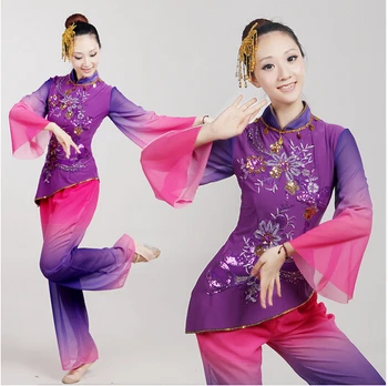 

Chinese classical dance costumes yangko dance purple costumes female national dance drum wear stage performanceclothes