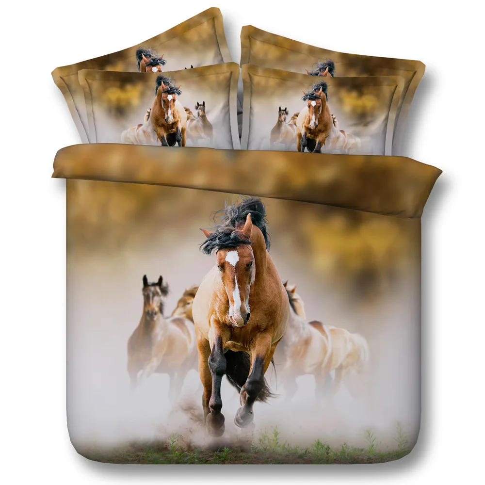 Комплект постельного белья с цифровым принтом лба белого лошади пододеяльник