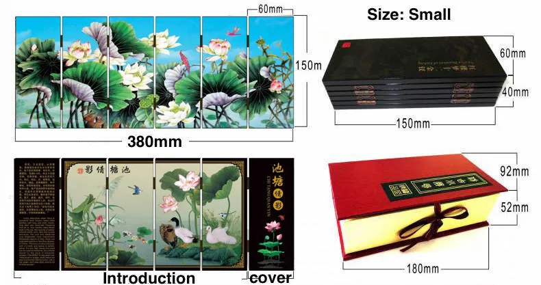Мини-Складные экраны 6 соединенных панелей декоративная роспись по дереву Byobu Alias водный Лотос излишки год за годом ВОДНЫЕ ЛИЛИИ рыба