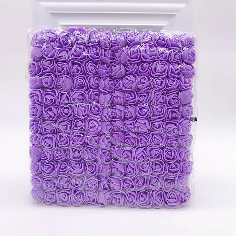 144 шт 2 см мини-поролоновая роза искусственный цветок букет разноцветная Роза Свадебные цветы украшения Скрапбукинг искусственный цветок Роза - Цвет: Purple