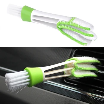 

beler 1Pc Multi-function Double Head Dust Clean Brush Car Indoor Air Conditioning Vent Outlet Window Keyboard Cleaning Tool