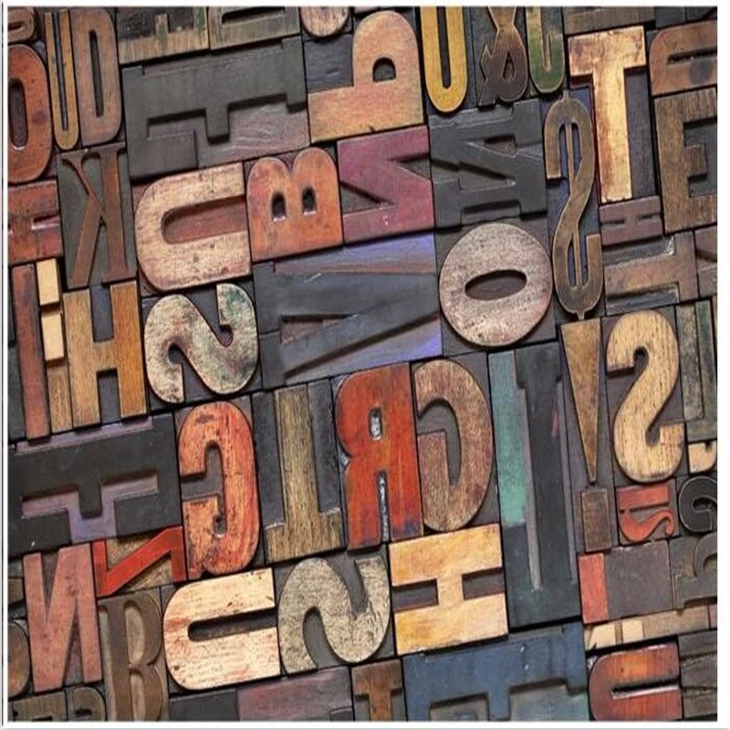 Beibehang For Walls 3 D Stereoscopic Wood Alphabet Wallpaper Cafe