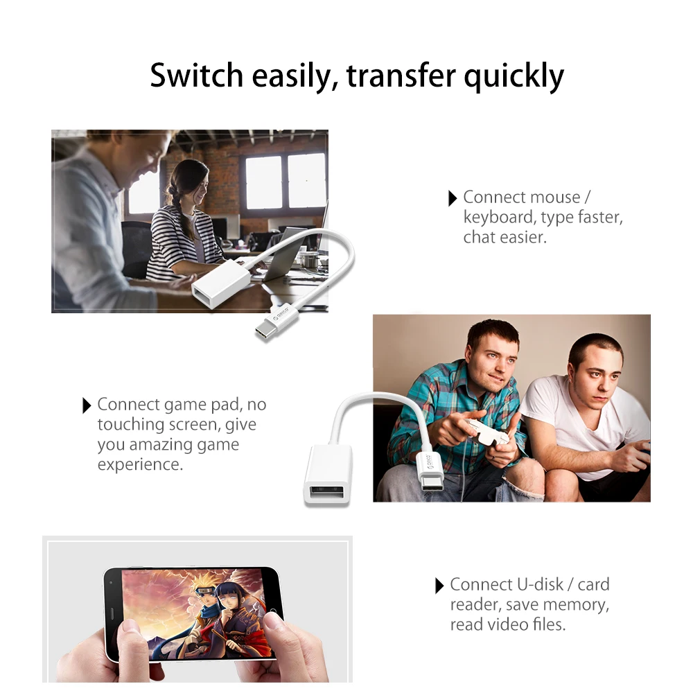 Адаптер ORICO CT2 Type C OTG на кабель USB 2 0 для передачи данных 10/15/25/50 см MacBook Extended U Disk Mouse