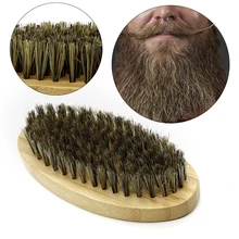 Хорошее качество, Бамбуковая Мужская щетка для бритья бороды, натуральная овальная щетина кабана, гребень для ухода за бородой, смягчающая усы, щетка для бритья бороды