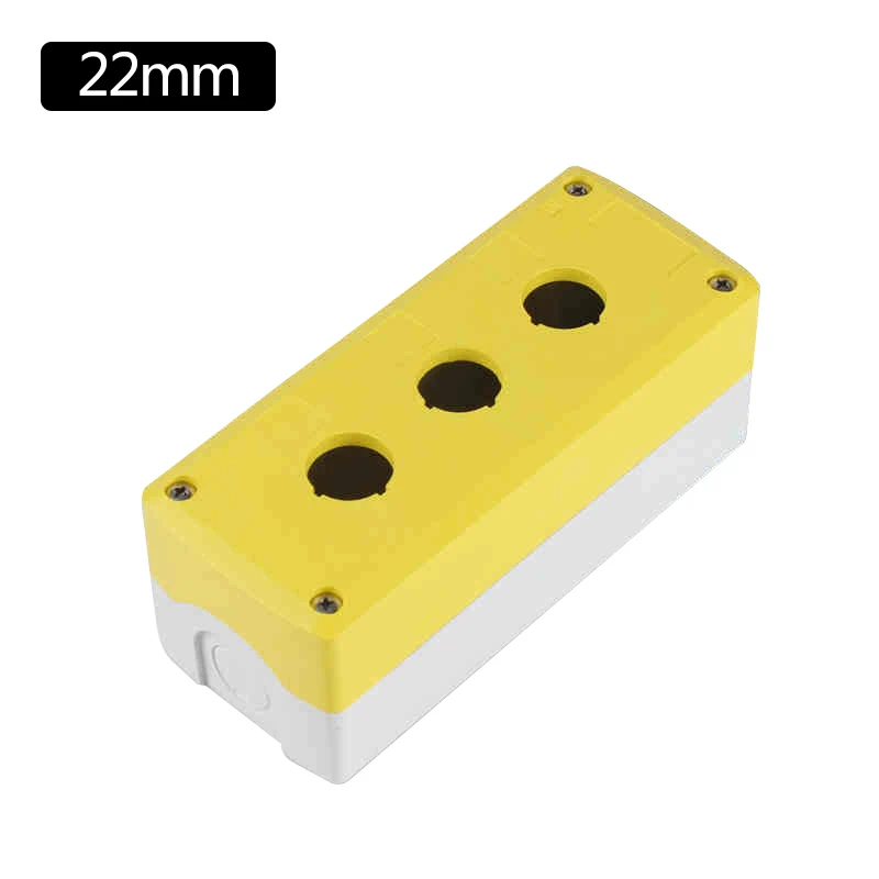 YOLO 22 мм станция управления пластик 3 отверстия желтая белая кнопка swith корпус 3 отверстия кнопочный переключатель коробка