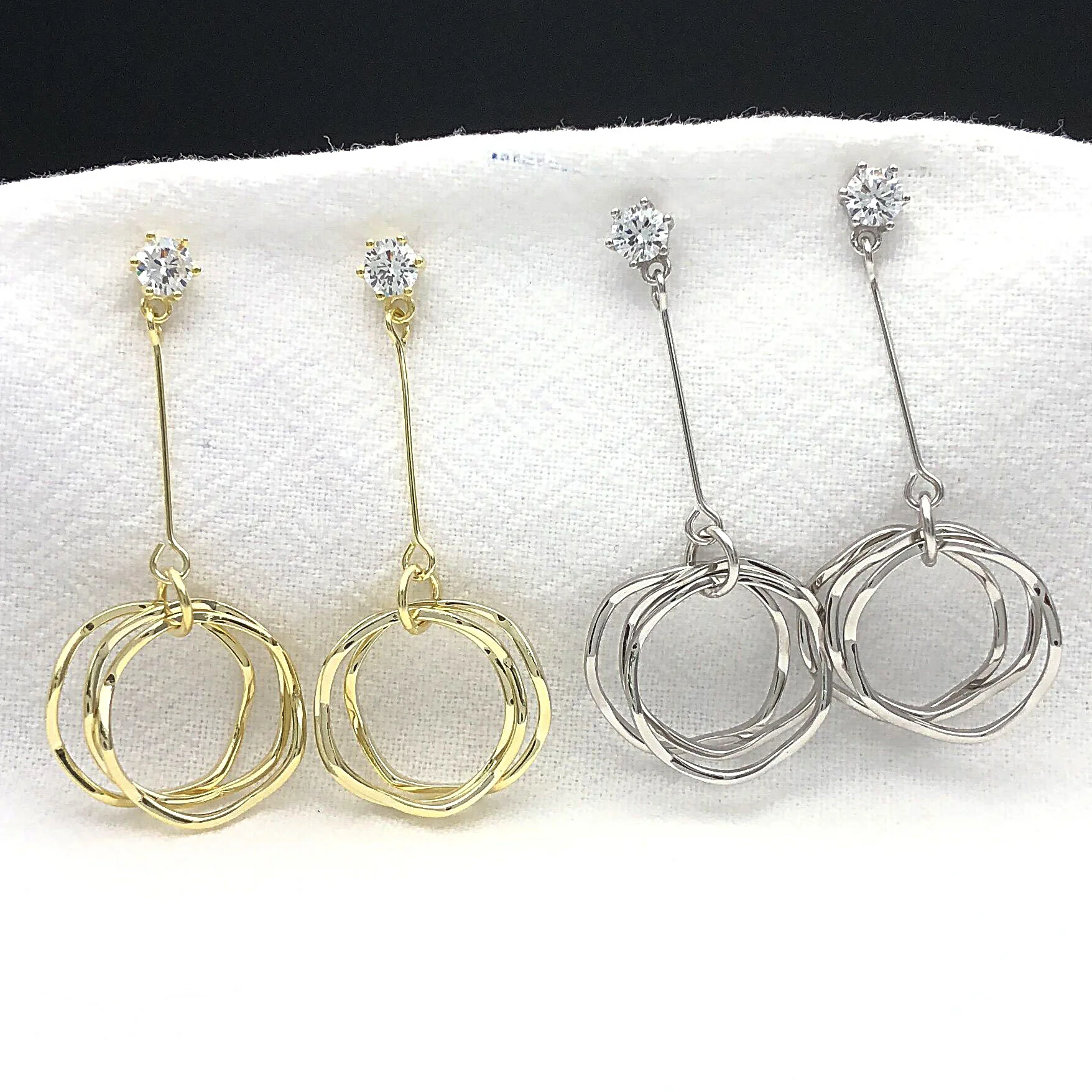 circles simple CZ drop earring 100% 925 Sterling silver Jewelry fashion Hypoallergenic dangle earrings for women gift charms