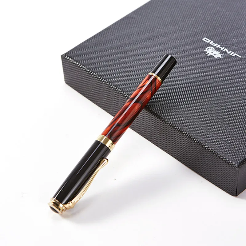 Jinhao500 черные золотые перьевые ручки с резьбой Высокое качество перо 1,0 мм чернила офисная деловая ручка подарок перо ручка индивидуальное оформление от 10 штук - Цвет: Color as shown
