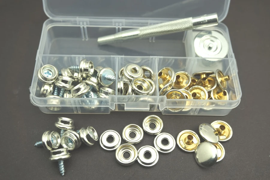 62pcs/lot Free Shipping Heavy Duty Snap Fasteners Press Stud Kit Poppers Button for Boat Covers