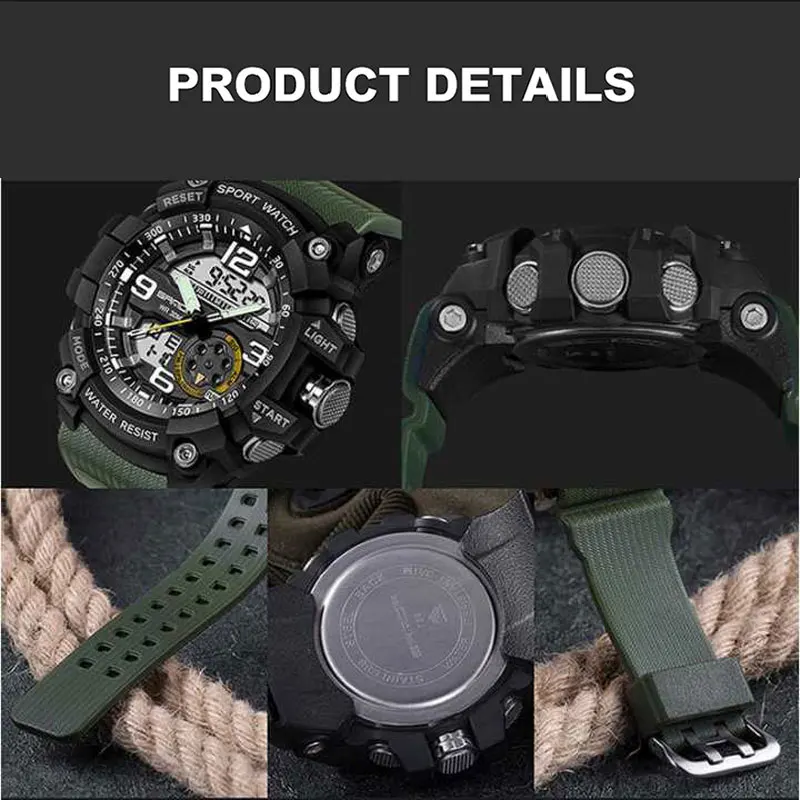 SANDA Digital Watch Men Military Army Sport Watch Water Resistant Date Calendar LED ElectronicsWatches relogio masculino