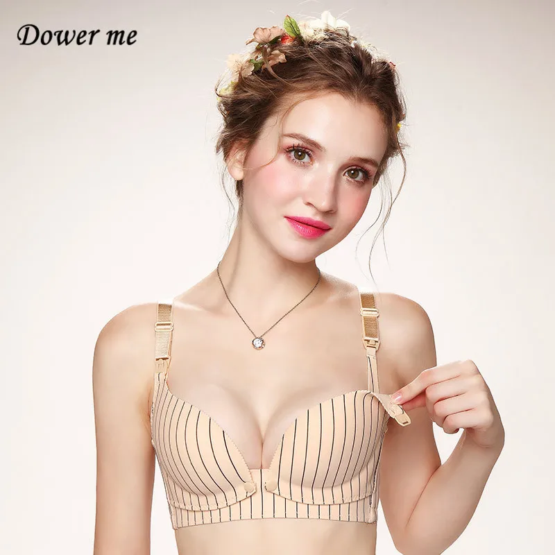 

Dower me Pregnancy Bra Wire free sexy Stripe ventilated multicolor lingerie seamless push up plus size lady underwear AJF014