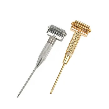 

Korea Multi-functional Acupuncture Points Detector Probe Facial Ear Acupoints Gold Silver Spring Needle Rolling Massage Roller