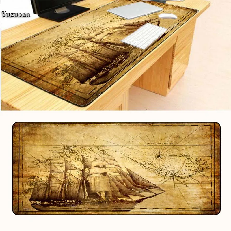 

Yuzuoan 900X400X2MM Ship Map Customization Support keyboard Desk Gaming Mouse pad Large Black Lock Edge For CSGO As Boy Gife