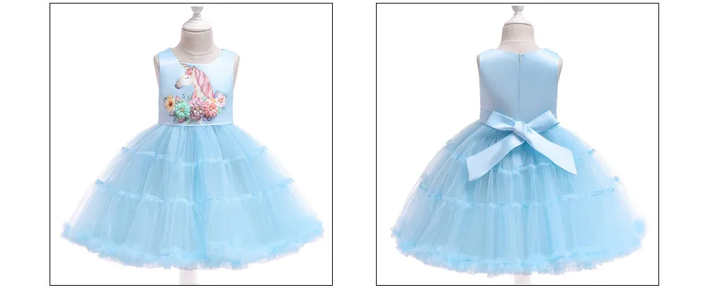 Детская одежда для дня рождения с единорогом; платье с единорогом для девочек; радужные многослойные платья с рукавами-крылышками; маскарадные костюмы принцессы для малышей