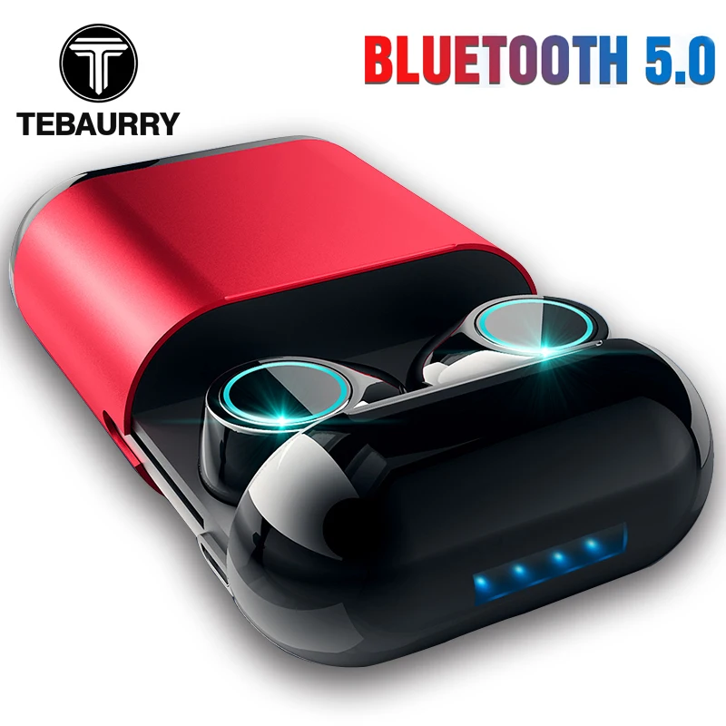 Pаспродажа TEBAURRY Bluetooth 5,0 наушники TWS наушники настоящая Беспроводная мини стерео гарнитура Беспроводные наушники с зарядной коробкой для смартфона