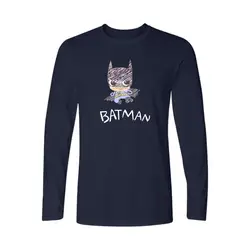 Супер герой Бэтмен с длинным рукавом Для мужчин рубашка Демисезонный мода футболка Для мужчин хлопок Повседневное Футболка с персонажами