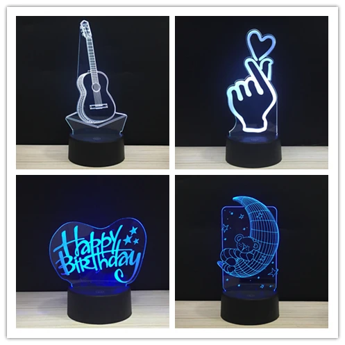 СВЕТОДИОДНЫЙ 3D иллюзия Ночник DIY дизайн WarmWhite RGB огни акриловый Декор