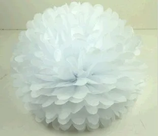 Искусственные цветы помпон из бумаги цветы шар Свадьба День рождения декоративная ткань бумажные помпоны бумажные цветы - Цвет: White